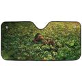 Saint Patricks Day leprechaun and clover field accordion auto windshield sunshade