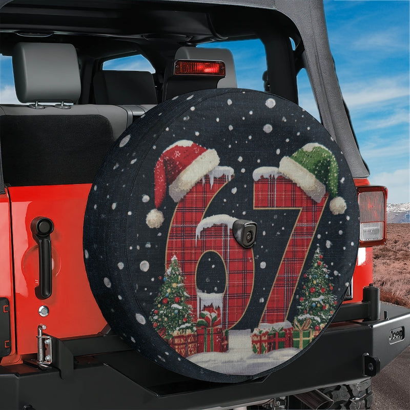 Holiday 67 Plaid Santa Hat Spare Tire Cover