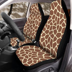 Giraffe print seat cover hero product shot on plain background, universal bucket seat fit
