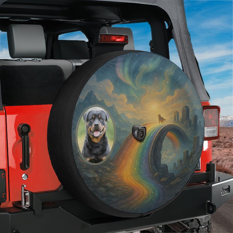 Rainbow Bridge Dog Memorial Tire Cover