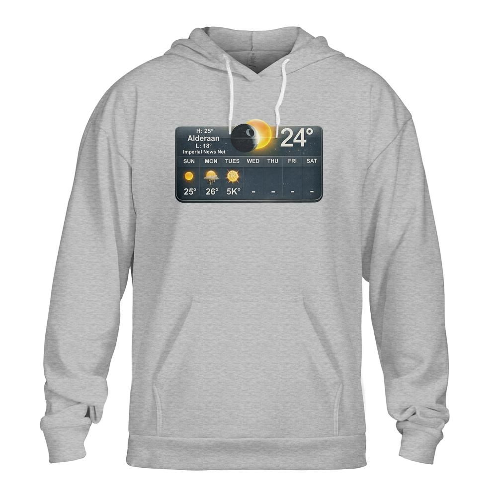 Alderaan Weather Hoodie: Galactic Humor Unisex Sweatshirt