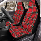 Red Stewart Tartan Car Seat Cover – Royal Plaid Pattern, Universal Front Seat Protector
