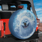 Yeti Peek-a-Boo spare tire cover product shot showing the round cover featuring the smiling snow yeti illustration