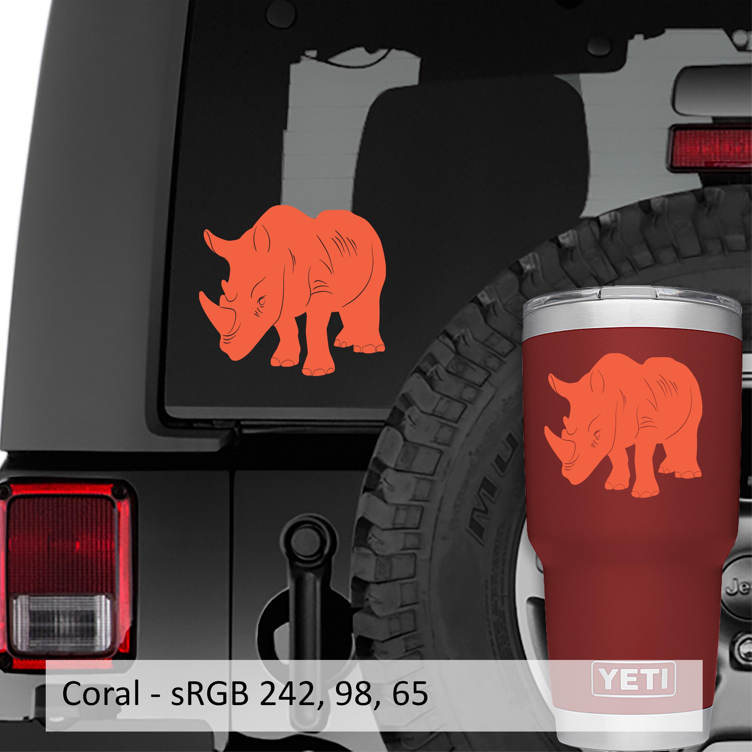 Rhino Rhinoceros Horn Vinyl Decal