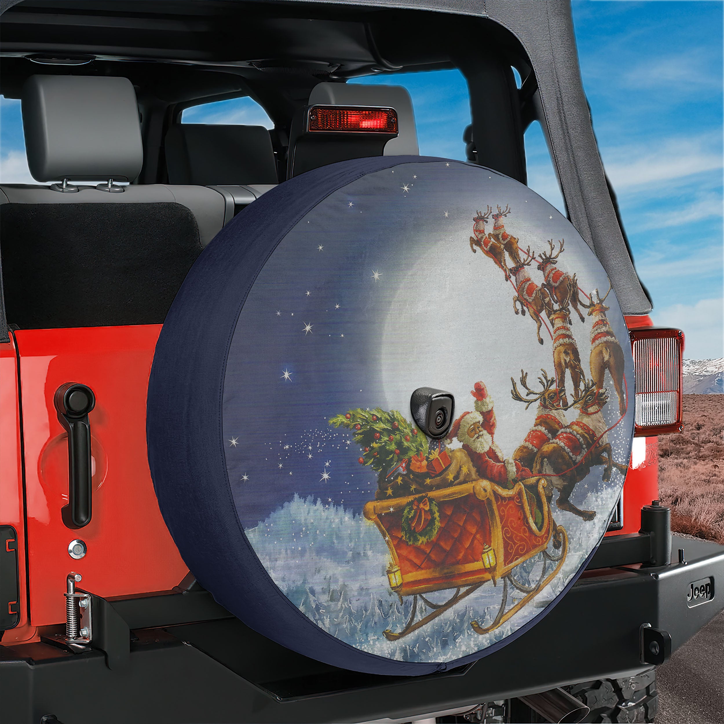 Santa’s Sleigh Ride Christmas Night Spare Tire Cover