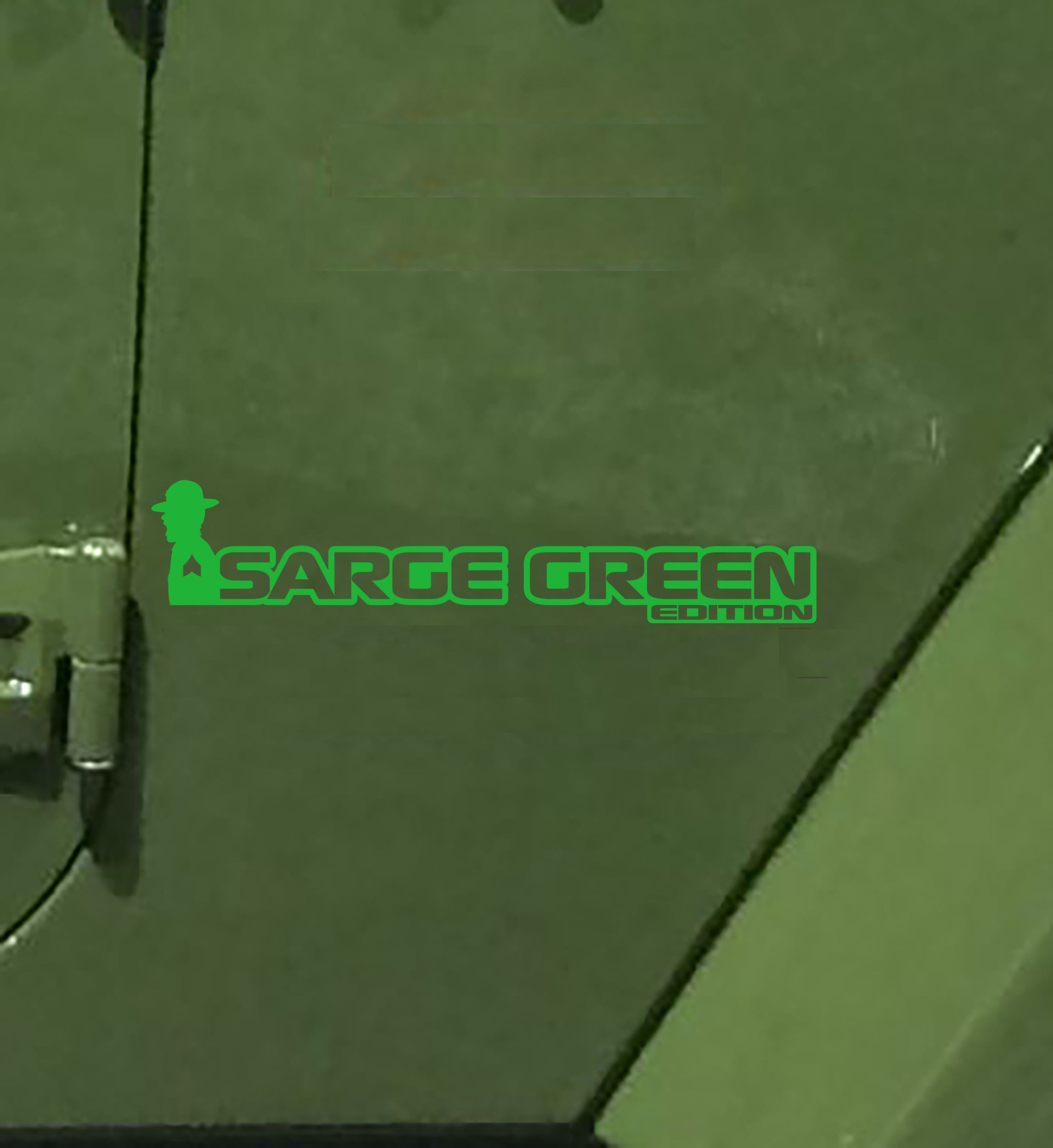 Sarge Green Edition Wrangler JK JL Gladiator JT fender decal pair pictured in yellow green vinyl
