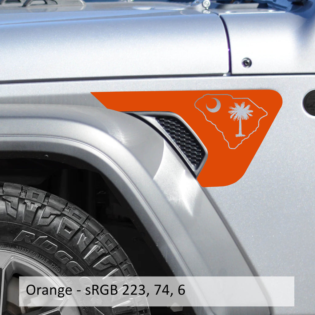 South Carolina State Flag Fender Vent Vinyl Decal - Fits Jeep Wrangler JL/Jeep Gladiator JT 2018+