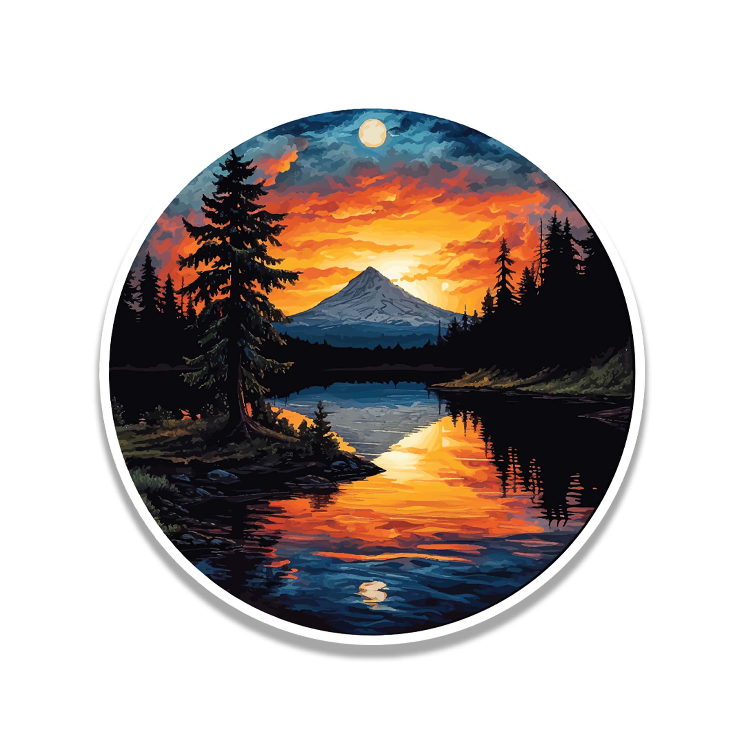 Serene Wilderness Dusk Scene Vinyl Sticker