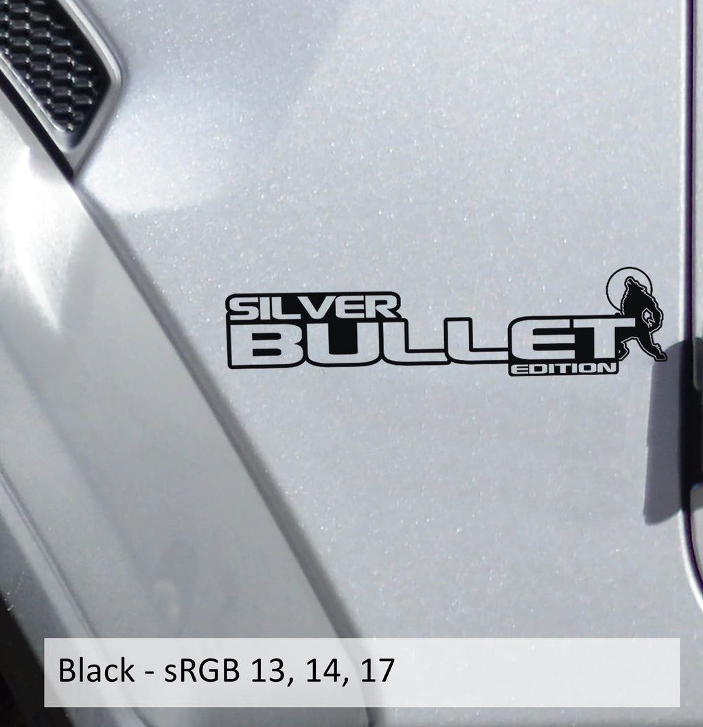 Black Silver Bullet Edition ram fender decal pair installed on Jeep Wrangler JL Gladiator JT cowl