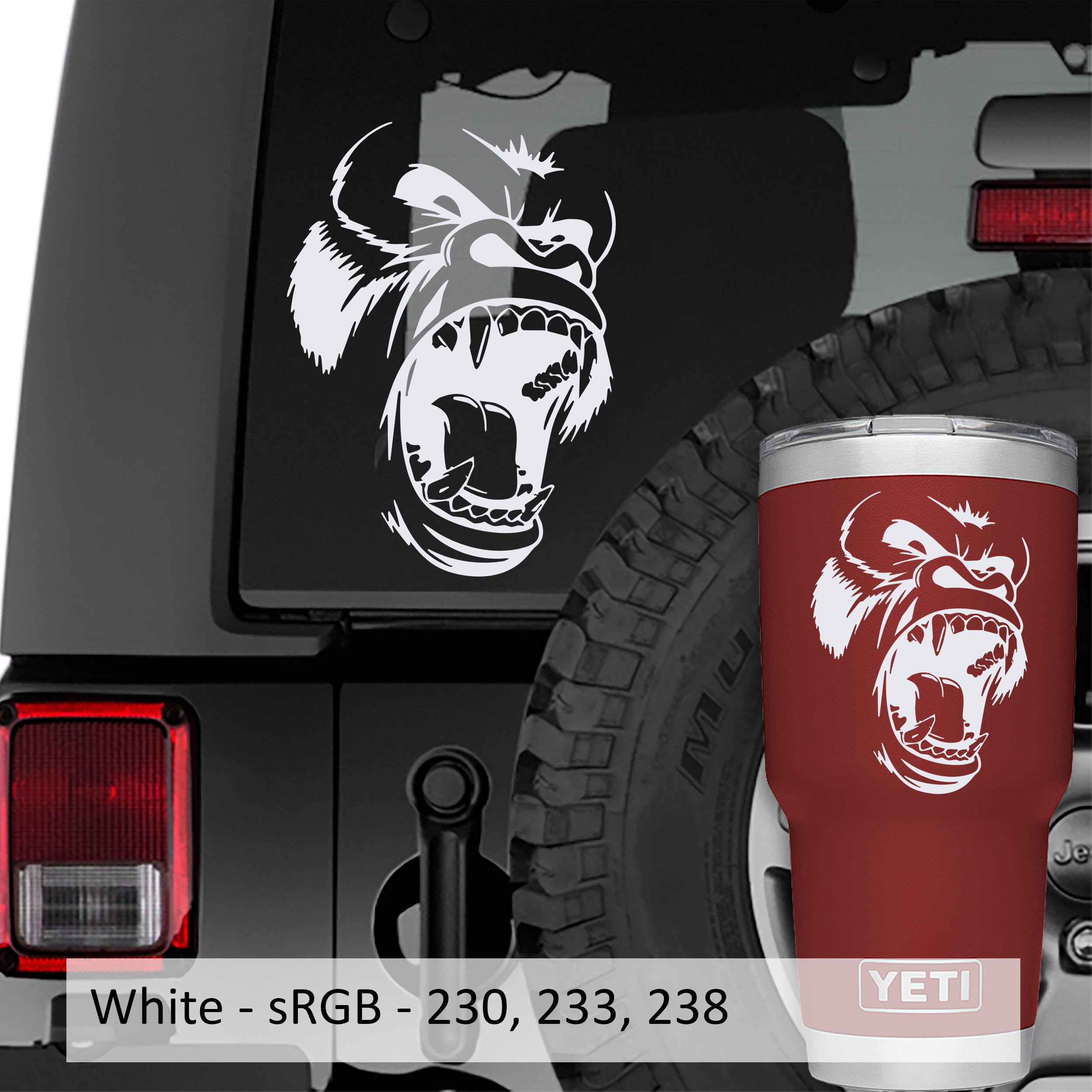 Snarling Kong Gorilla Face Vinyl Decal