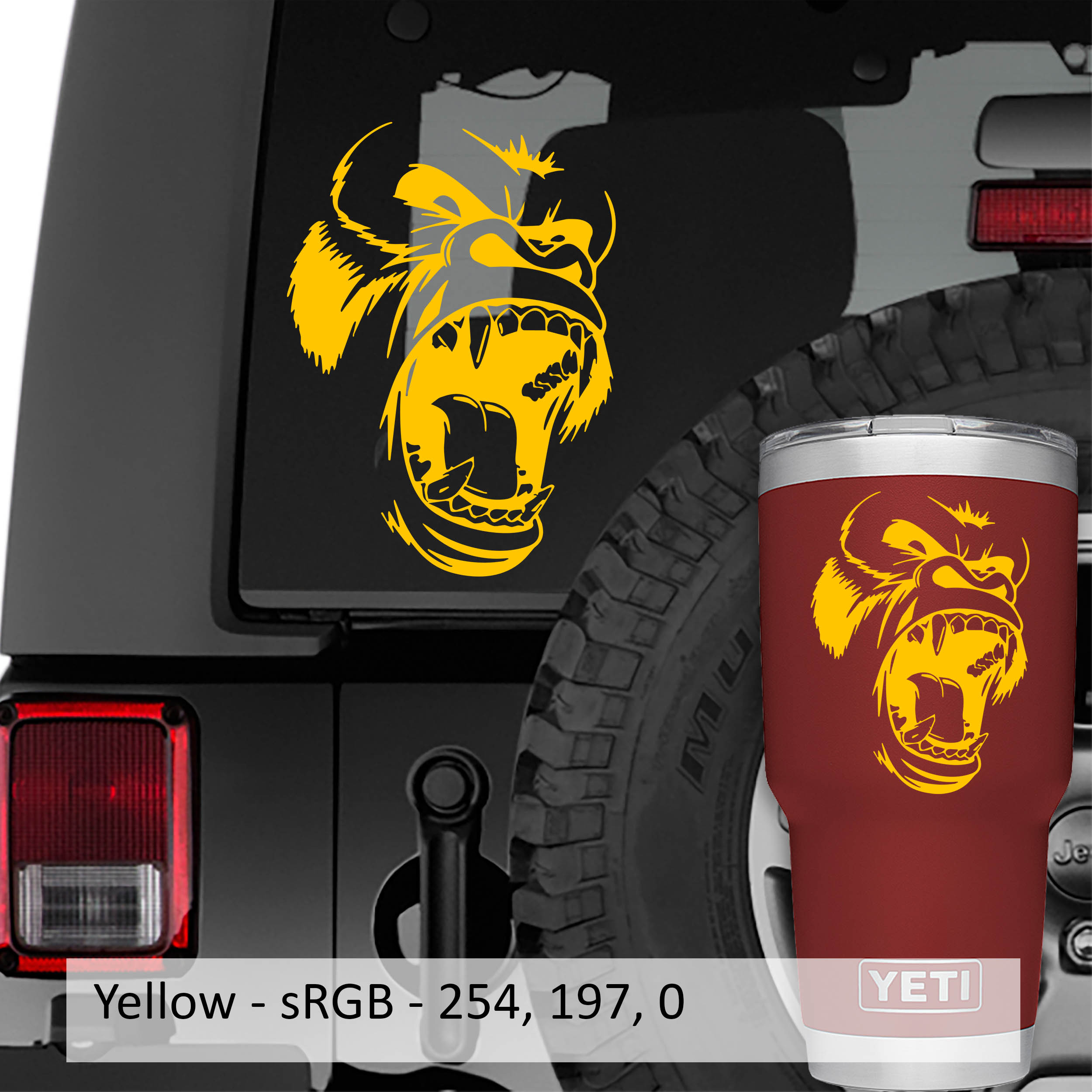 Snarling Kong Gorilla Face Vinyl Decal