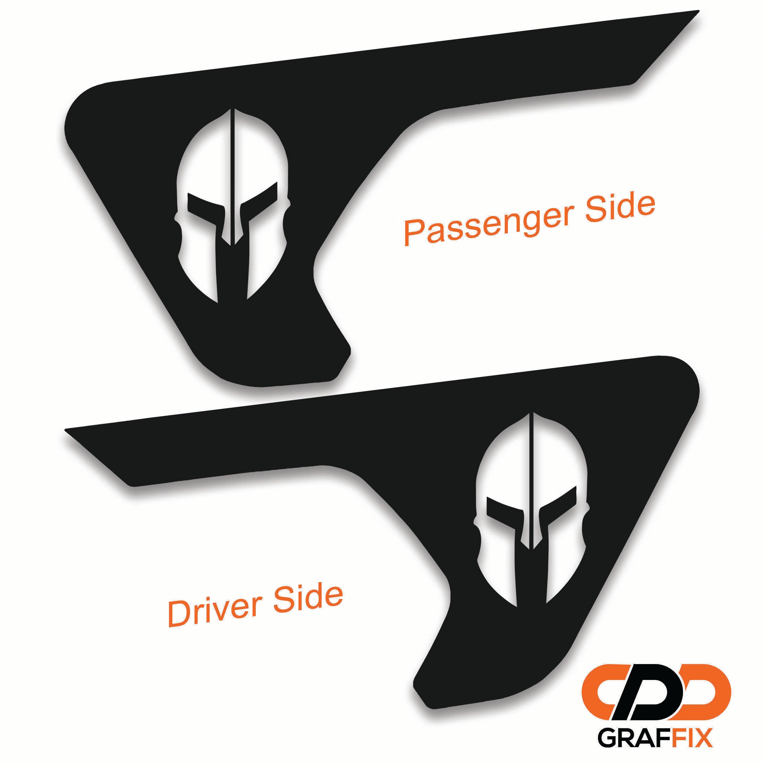Spartan helmet v2 fender vent decal pair shown flat in default white for Wrangler JL JLU and Gladiator JT