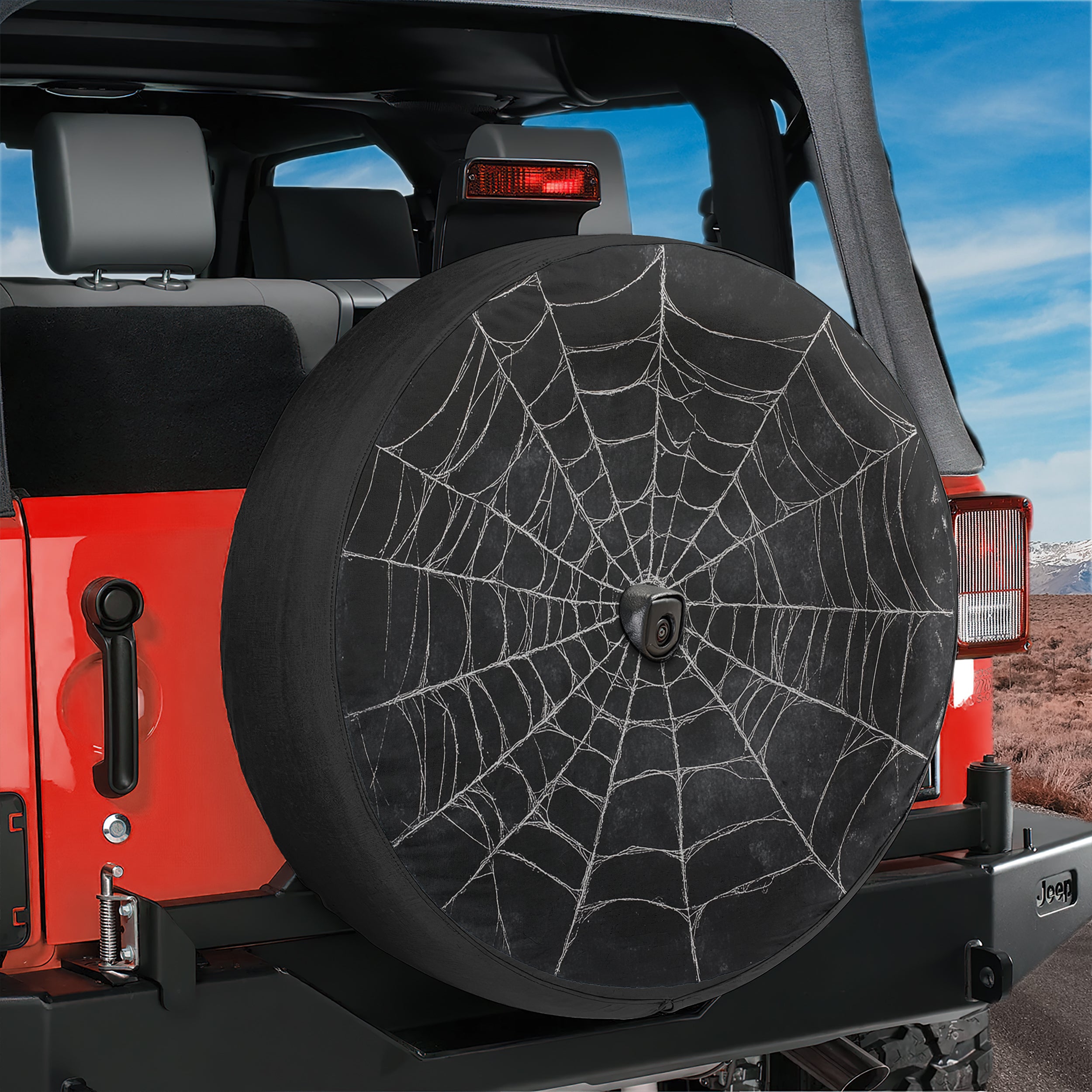 Halloween Spooky Spider Web Spare Tire Cover