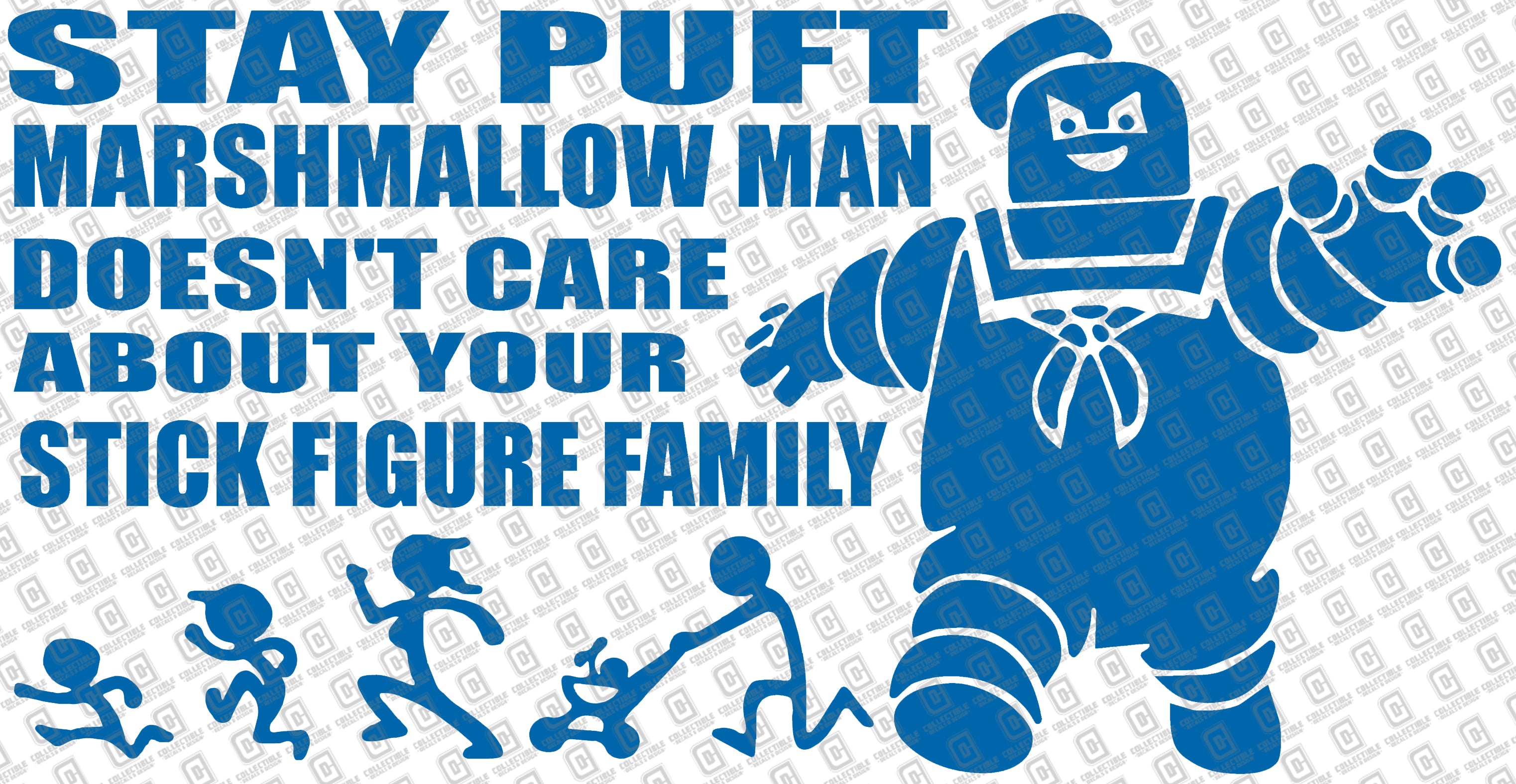 Ghostbusters Inspired Stay Puft Marshmallow Man Doesn't Care About Your Stick Figure Family Vinyl Decal