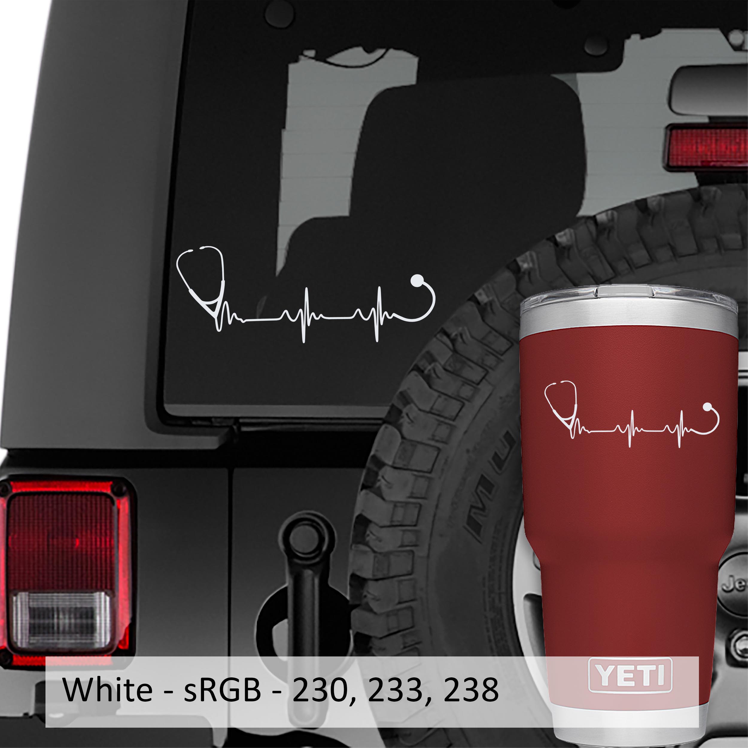 Stethoscope EKG Heartbeat Vinyl Decal Sticker