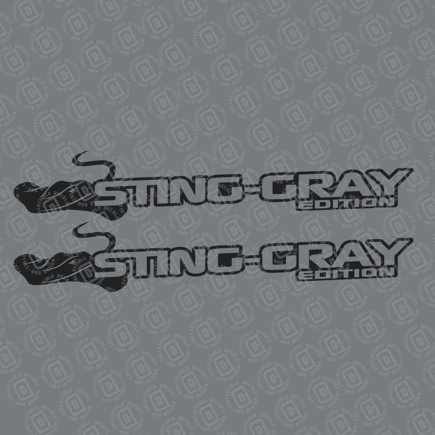 Watermelon Sting-Gray Edition hood decal pair swatch for Jeep Wrangler side hood application