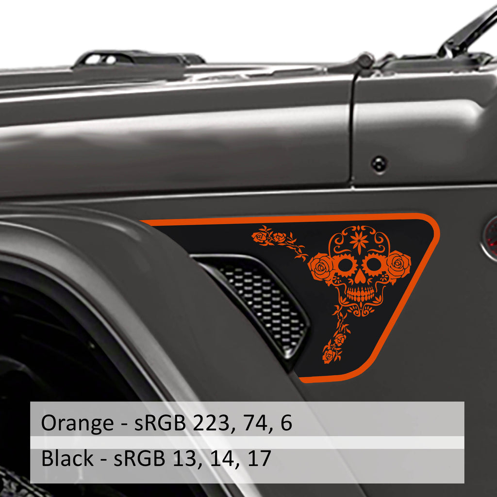 Dia de los Muertos Sugar Skull 2-Layer Fender Vent Decal Set