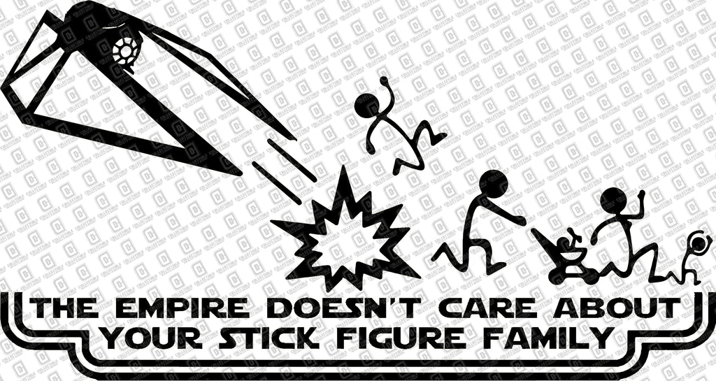 Rogue One Tie Striker Empire Doesn't Care Your Stick Figure Family Vinyl Decal