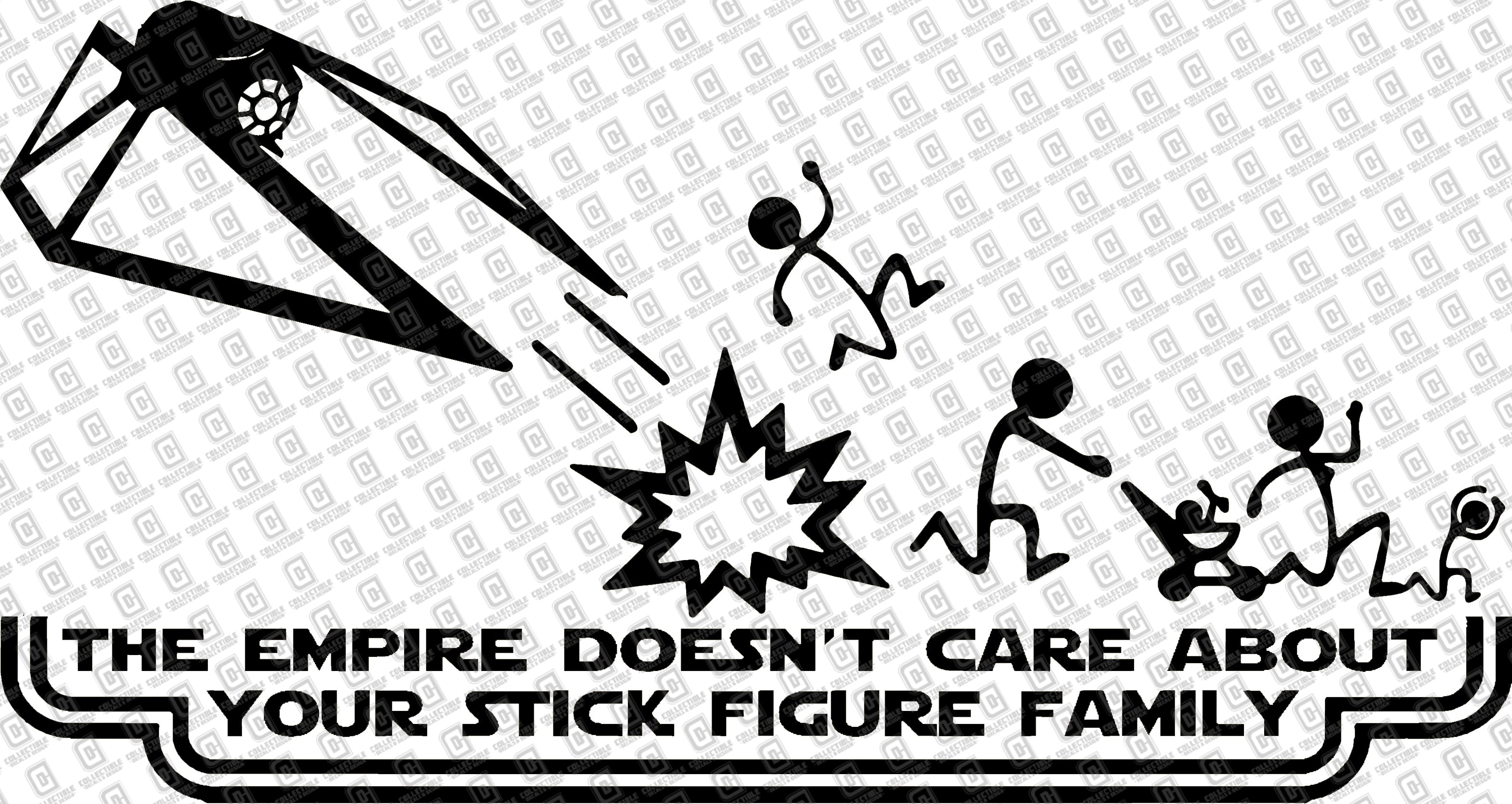Rogue One Tie Striker Empire Doesn't Care Your Stick Figure Family Vinyl Decal
