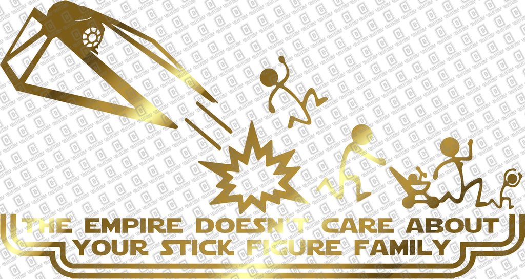 Rogue One Tie Striker Empire Doesn't Care Your Stick Figure Family Vinyl Decal