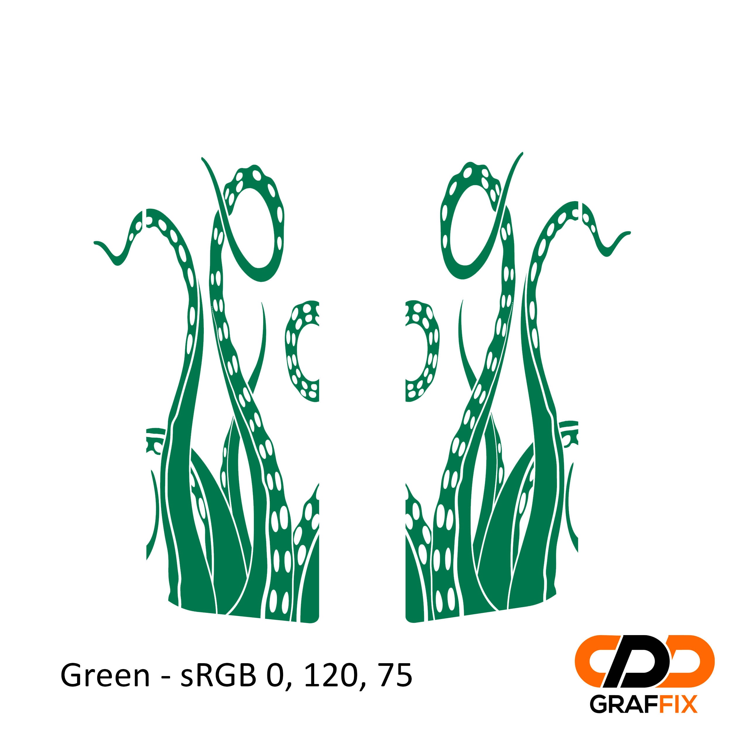 Green octopus tentacle pattern side rear window decal set fits Jeep Wrangler JKU model years 2006-2017