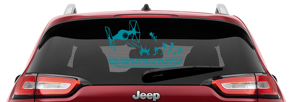 Tie Fighter The Empire Doesn't Care Your Stick Figure Family Vinyl Decal