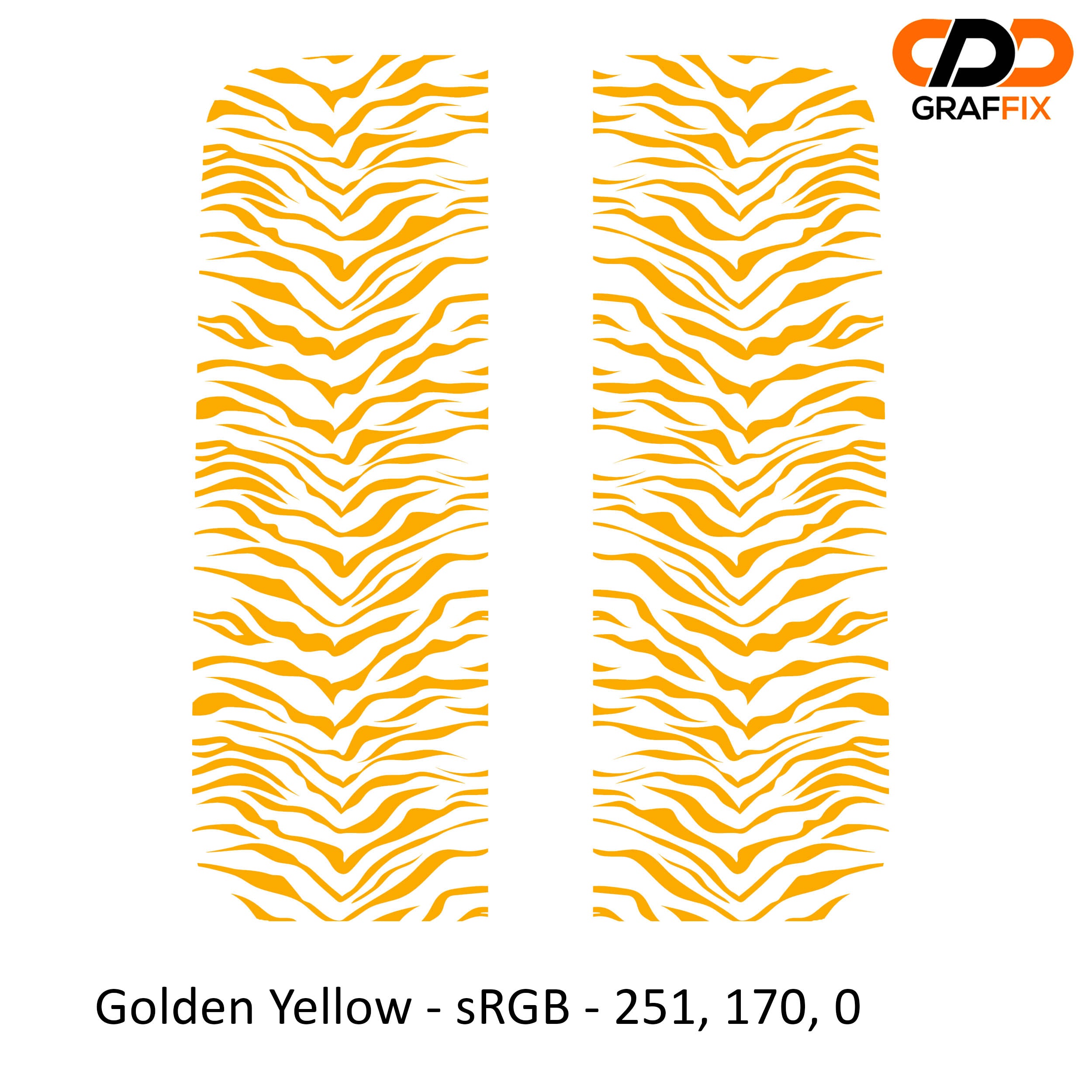 Golden yellow tiger print pattern side window vinyl decal pair for Jeep Wrangler JL Gladiator JT