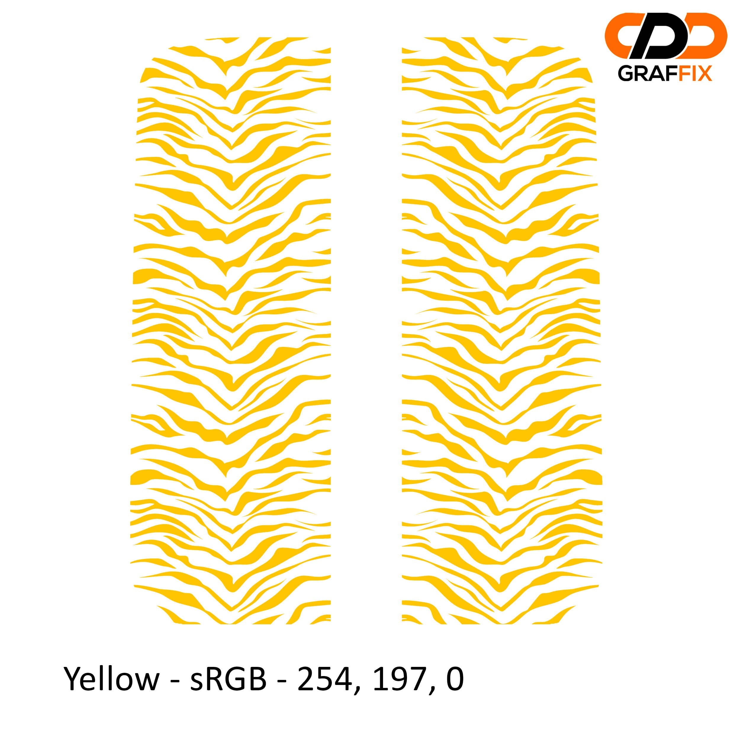 Yellow tiger print pattern side window vinyl decal pair for Jeep Wrangler JL Gladiator JT close-up