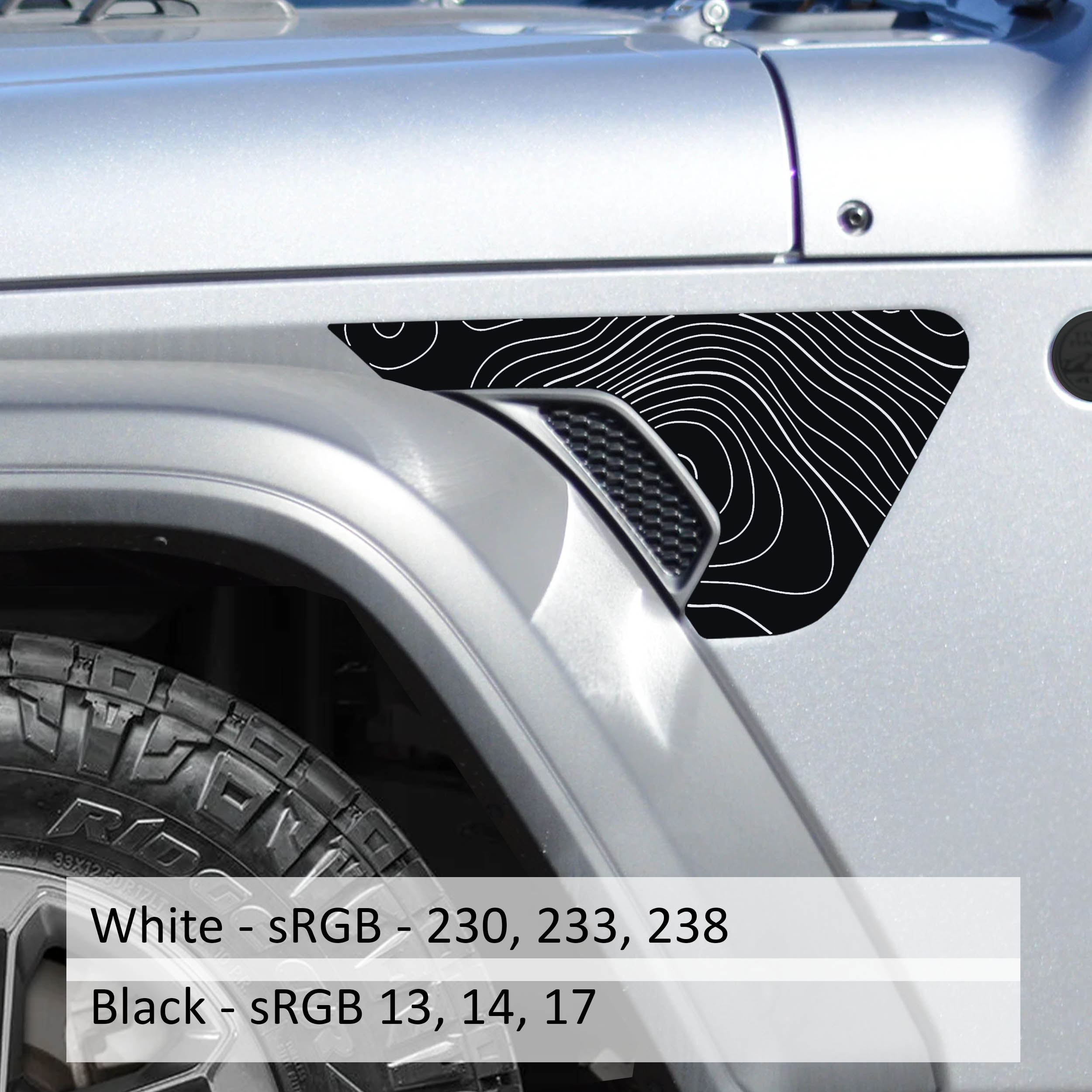 Topographic Fender Vent Vinyl Decal - Fits Jeep Wrangler JL/Jeep Gladiator JT 2018+