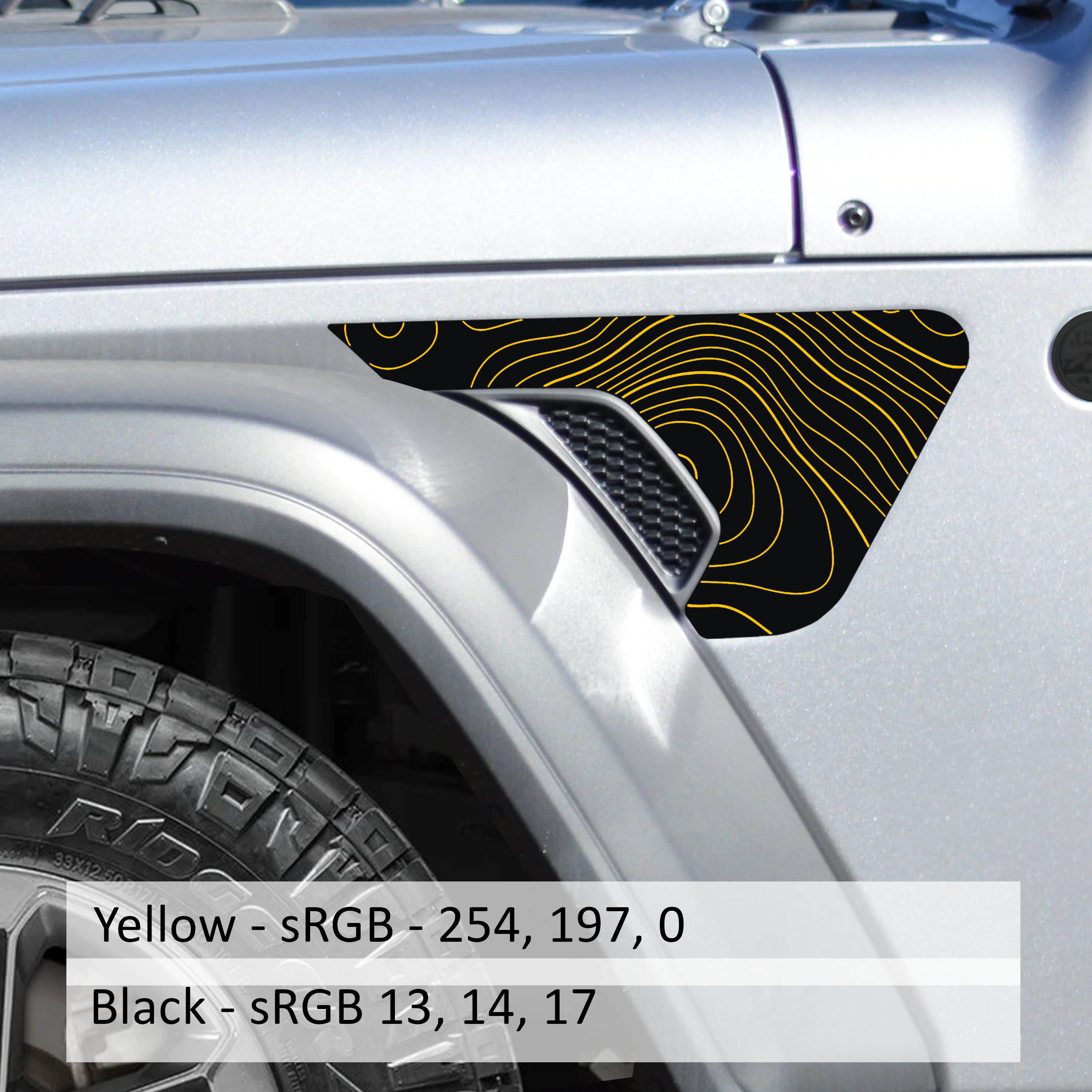 Topographic Fender Vent Vinyl Decal - Fits Jeep Wrangler JL/Jeep Gladiator JT 2018+
