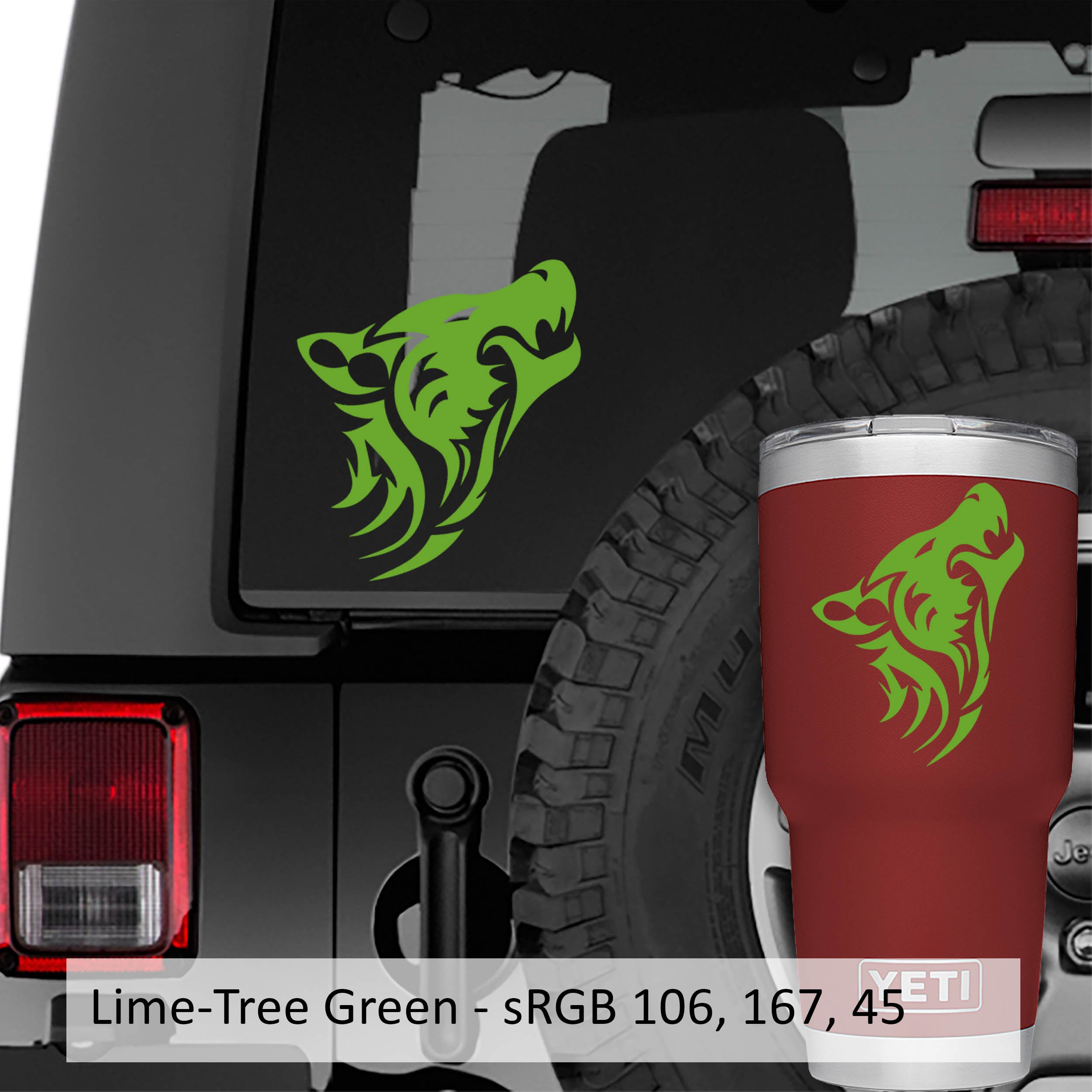 Tribal Howling Wolf Vinyl Decal Sticker | Jeep Decal Store