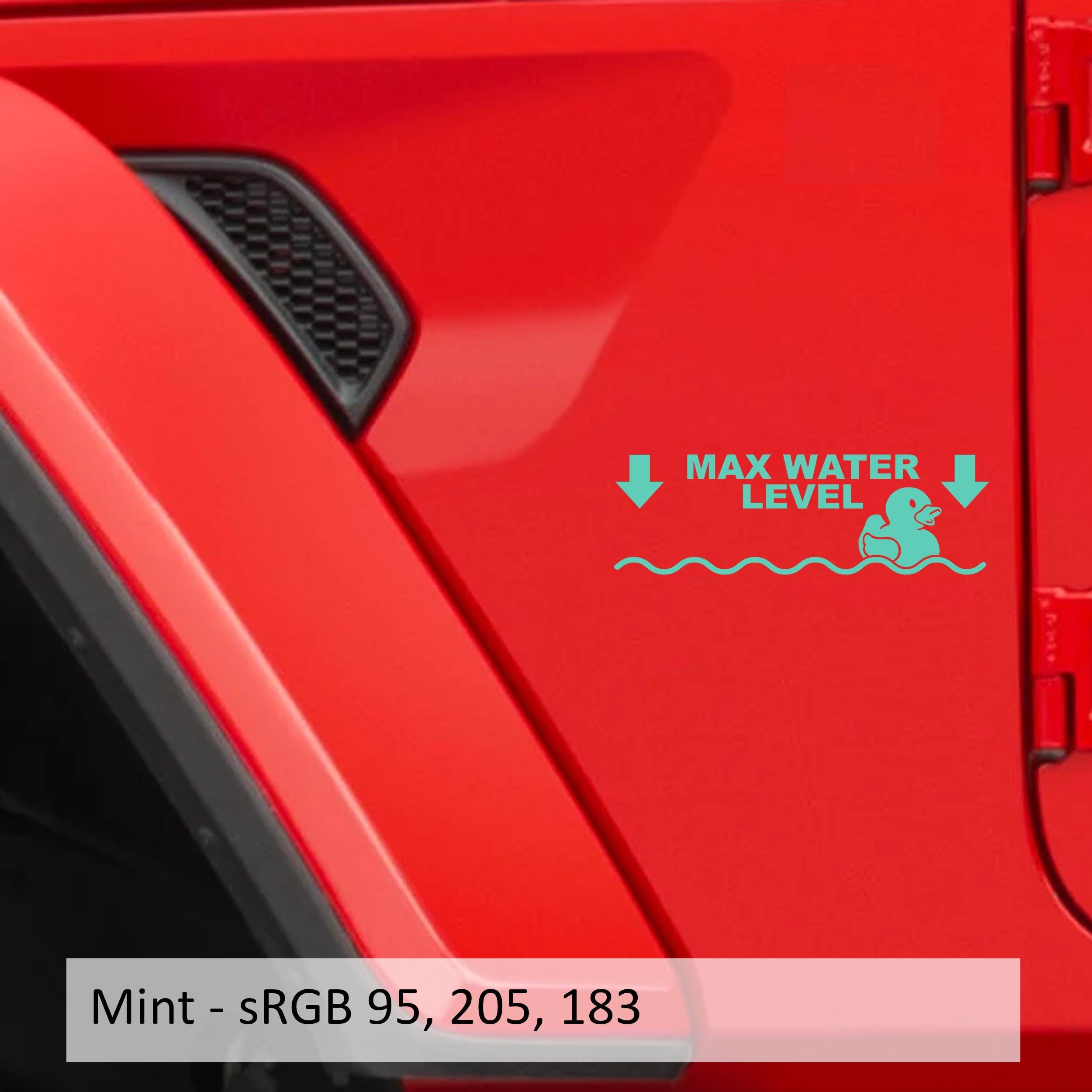 Mint Max Water Level rubber duck waterline decal swatch for Wrangler JL Gladiator JT