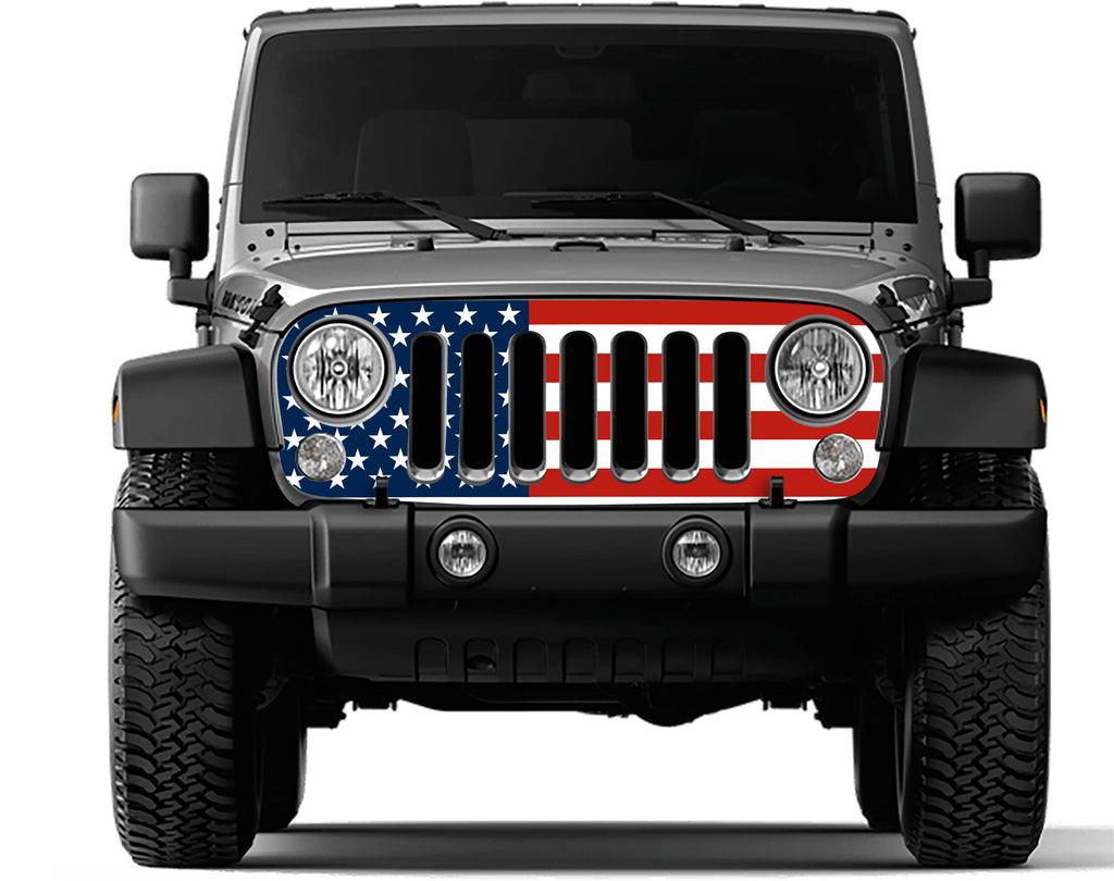 American Flag Grille Skin Vinyl Graphic for JJK & JKU Wranglers